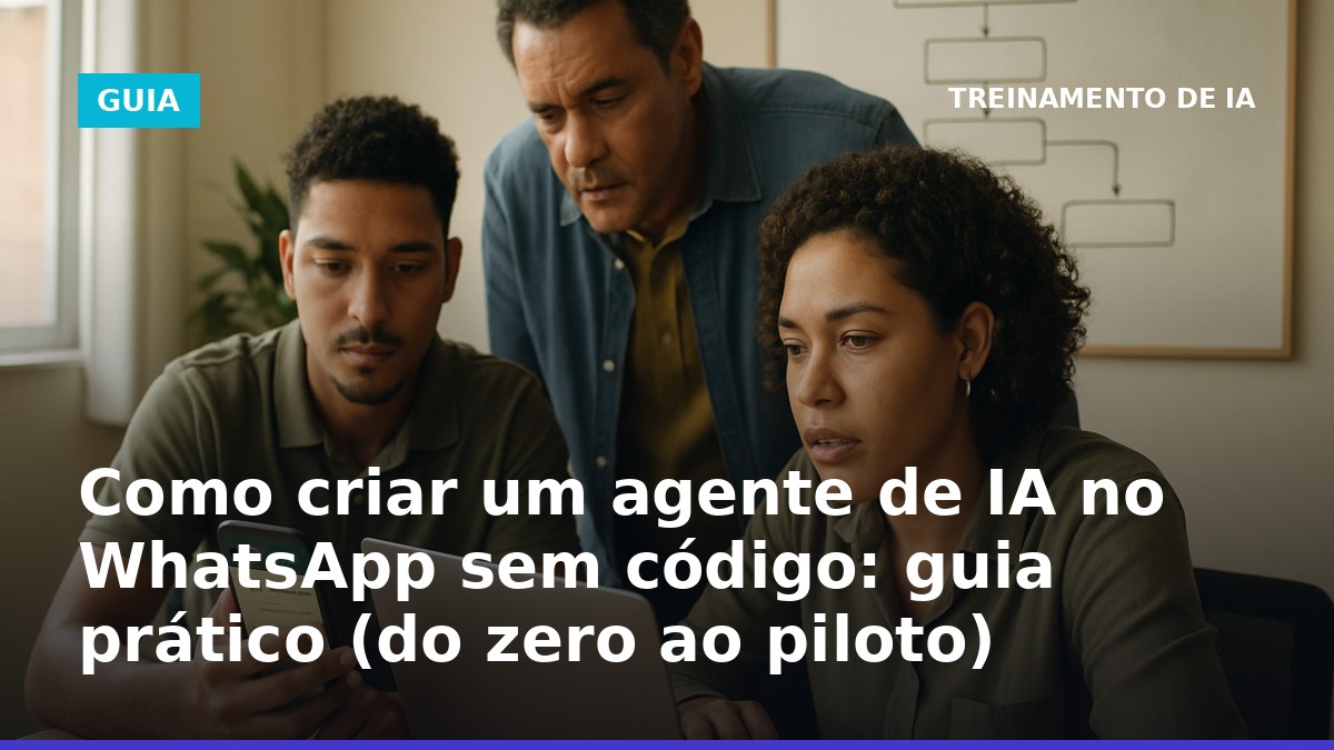 Equipe criando agente de IA no WhatsApp sem código em escritório no Brasil