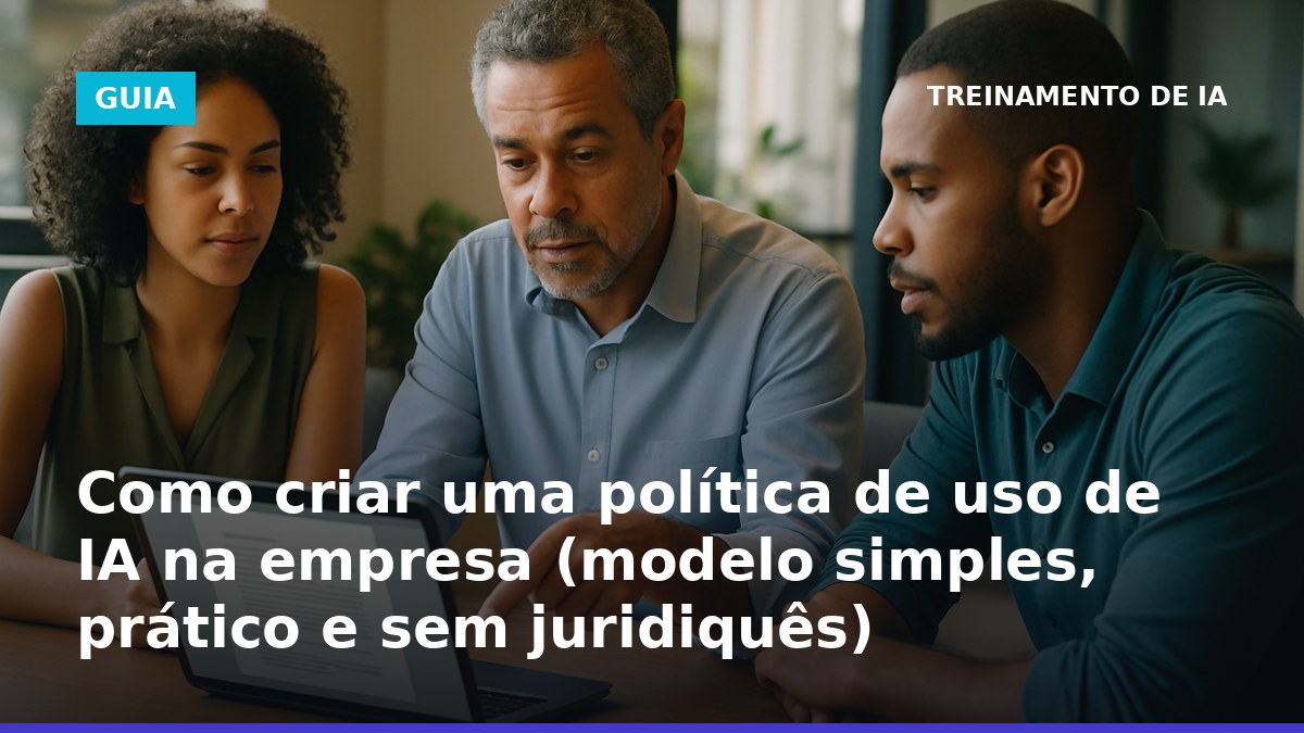 Equipe no Brasil criando política de uso de IA na empresa em reunião