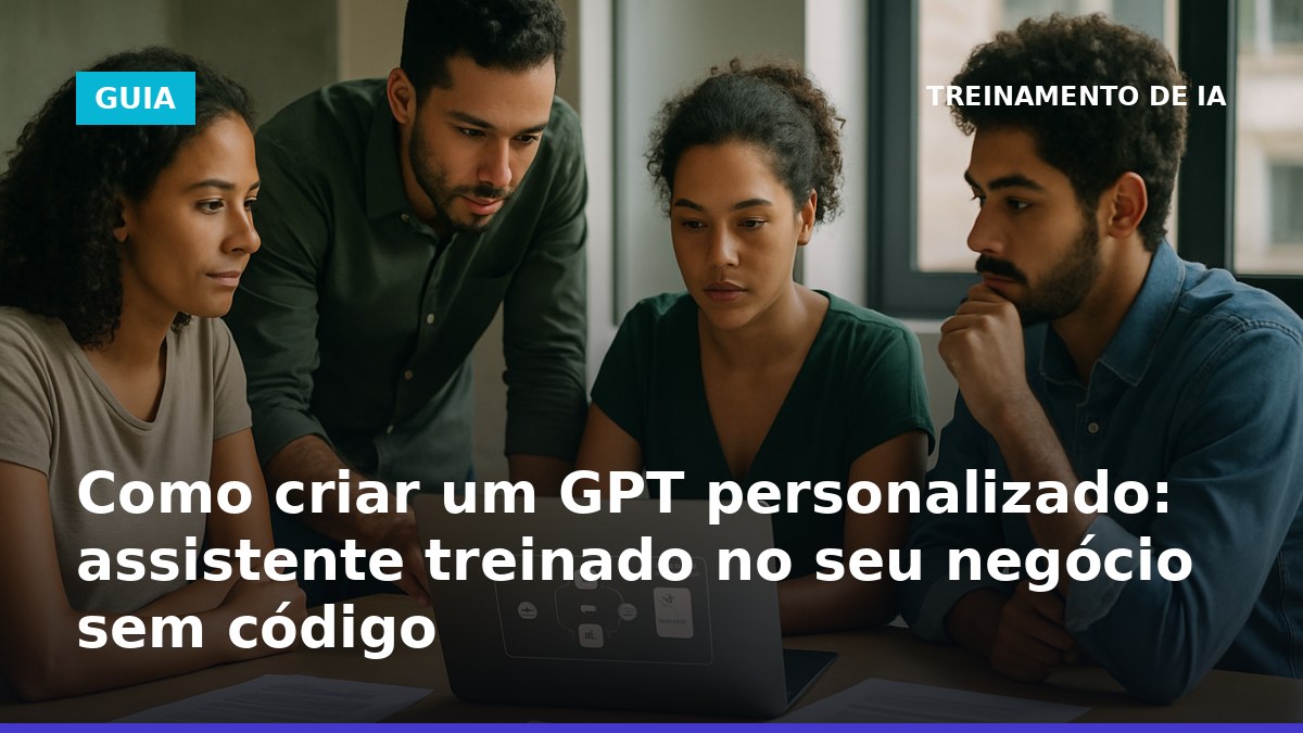Equipe criando um GPT personalizado para o negócio sem código no notebook