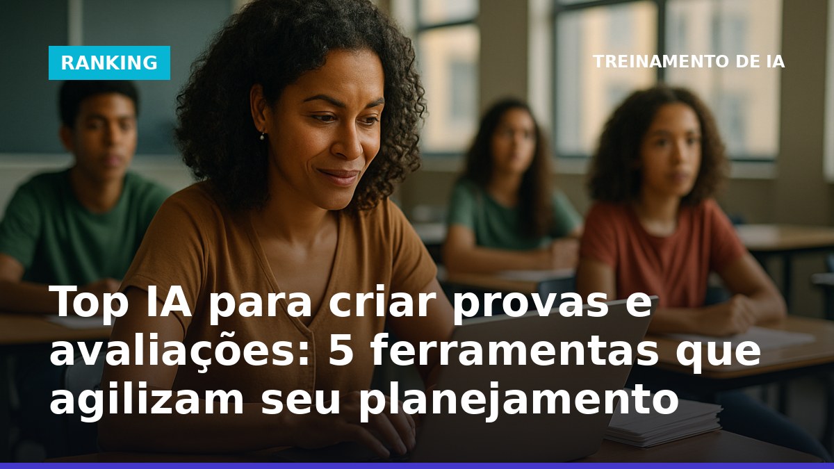 Professora brasileira usando IA para criar provas em sala de aula moderna